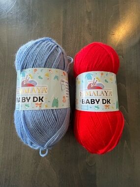 Himalaya Baby DK Yarn
1 Red Skein & 1 Blue Skein
